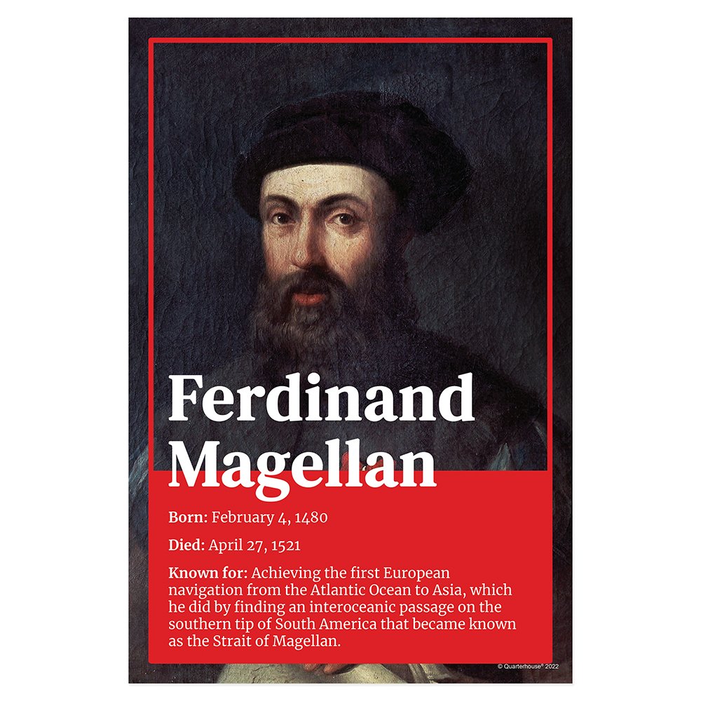 Quarterhouse Explorer Ferdinand Magellan Biographical Poster, Social Studies Classroom Materials for Teachers