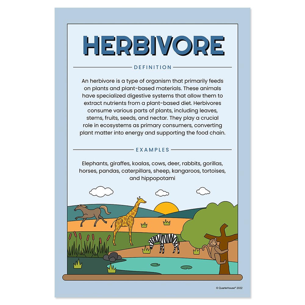 Quarterhouse Herbivore Poster, Science Classroom Materials for Teachers