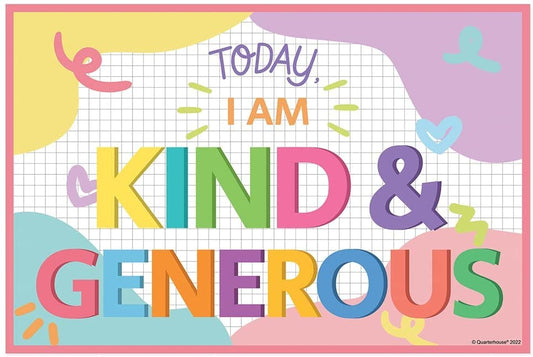 Quarterhouse Positive Affirmations Poster Set, Primary Classroom Learning Materials for K-12 Students and Teachers, Set of 8, 12 x 18 Inches, Extra Durable