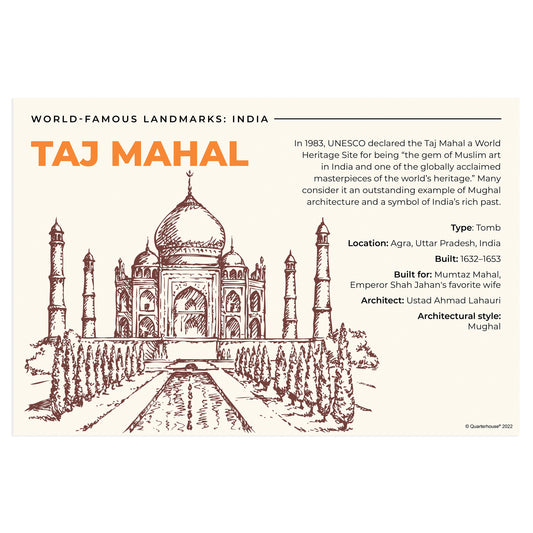 Quarterhouse Taj Mahal Poster, Social Studies Classroom Materials for Teachers