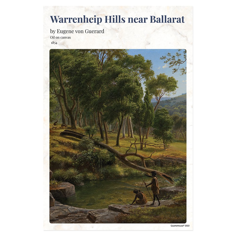 Quarterhouse 'Warrenheip Hills near Ballarat' Romancism Painting Poster, Art Classroom Materials for Teachers