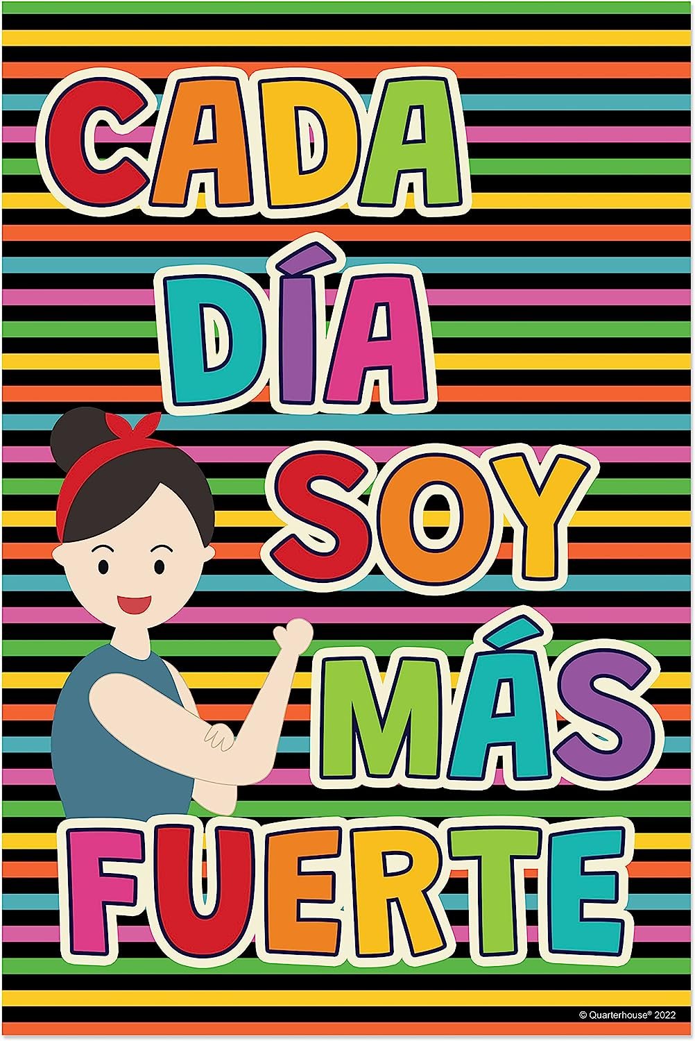 Quarterhouse Spanish Motivational (Illustrated) Poster Set, Spanish - ESL Classroom Learning Materials for K-12 Students and Teachers, Set of 10, 12 x 18 Inches, Extra Durable