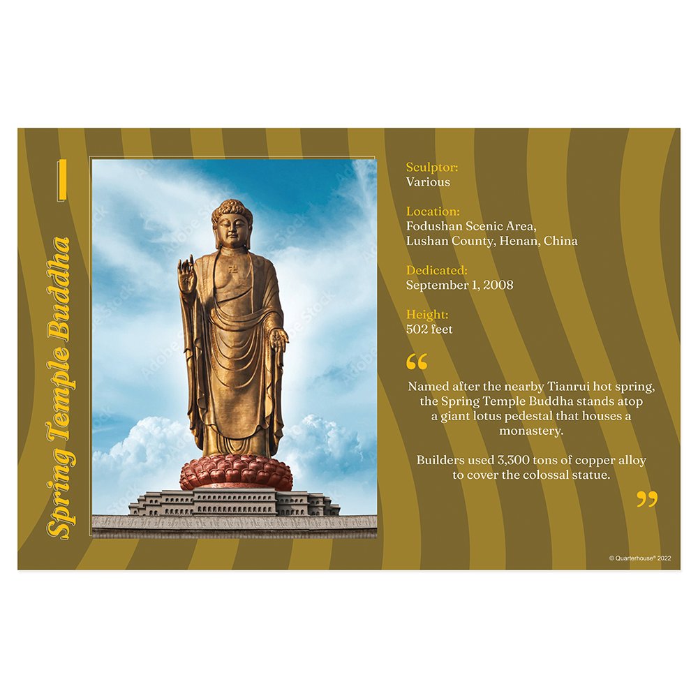 Quarterhouse Famous Statues - Spring Temple Buddha Poster, Social Studies Classroom Materials for Teachers