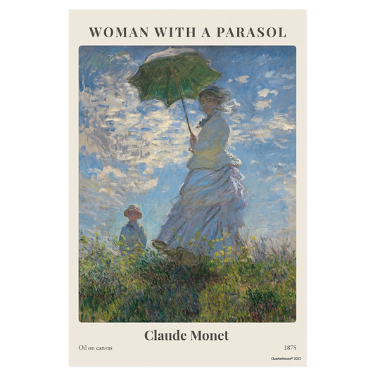 Quarterhouse 'Woman with a Parasol' Impressionist Painting Poster, Art Classroom Materials for Teachers