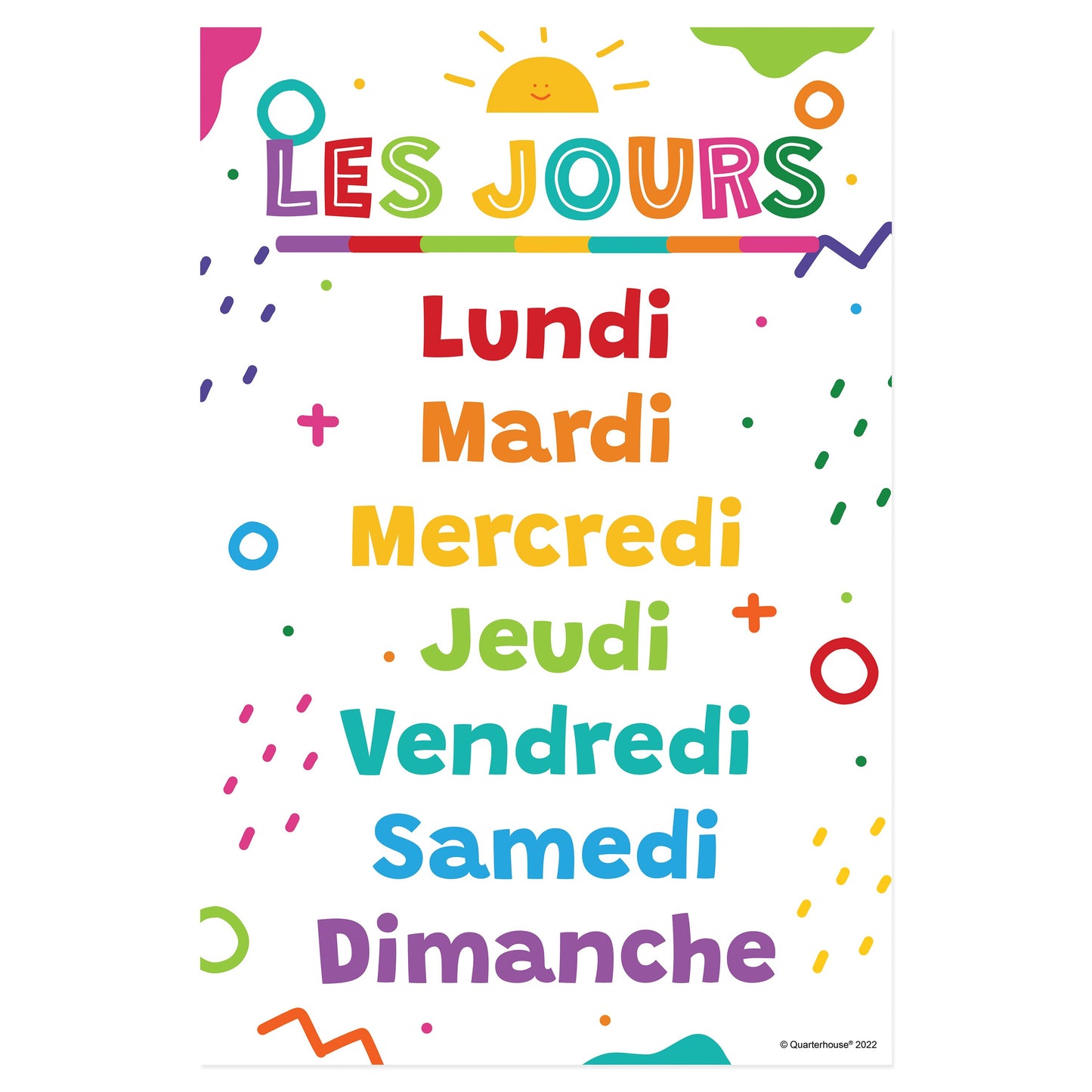 Quarterhouse Beginner French - Days of the Week Poster, French and ESL Classroom Materials for Teachers