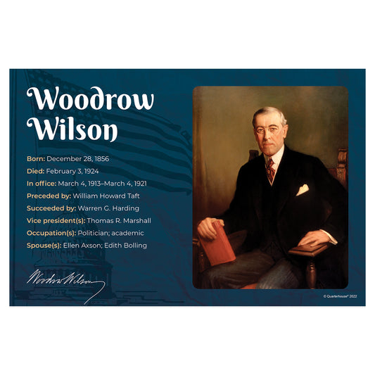 Quarterhouse President Woodrow Wilson Biographical Poster, Social Studies Classroom Materials for Teachers