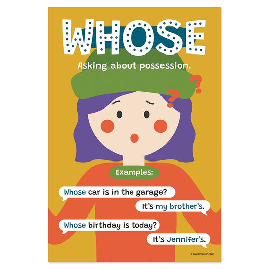 Quarterhouse Whose Question Word Poster, English-Language Arts Classroom Materials for Teachers