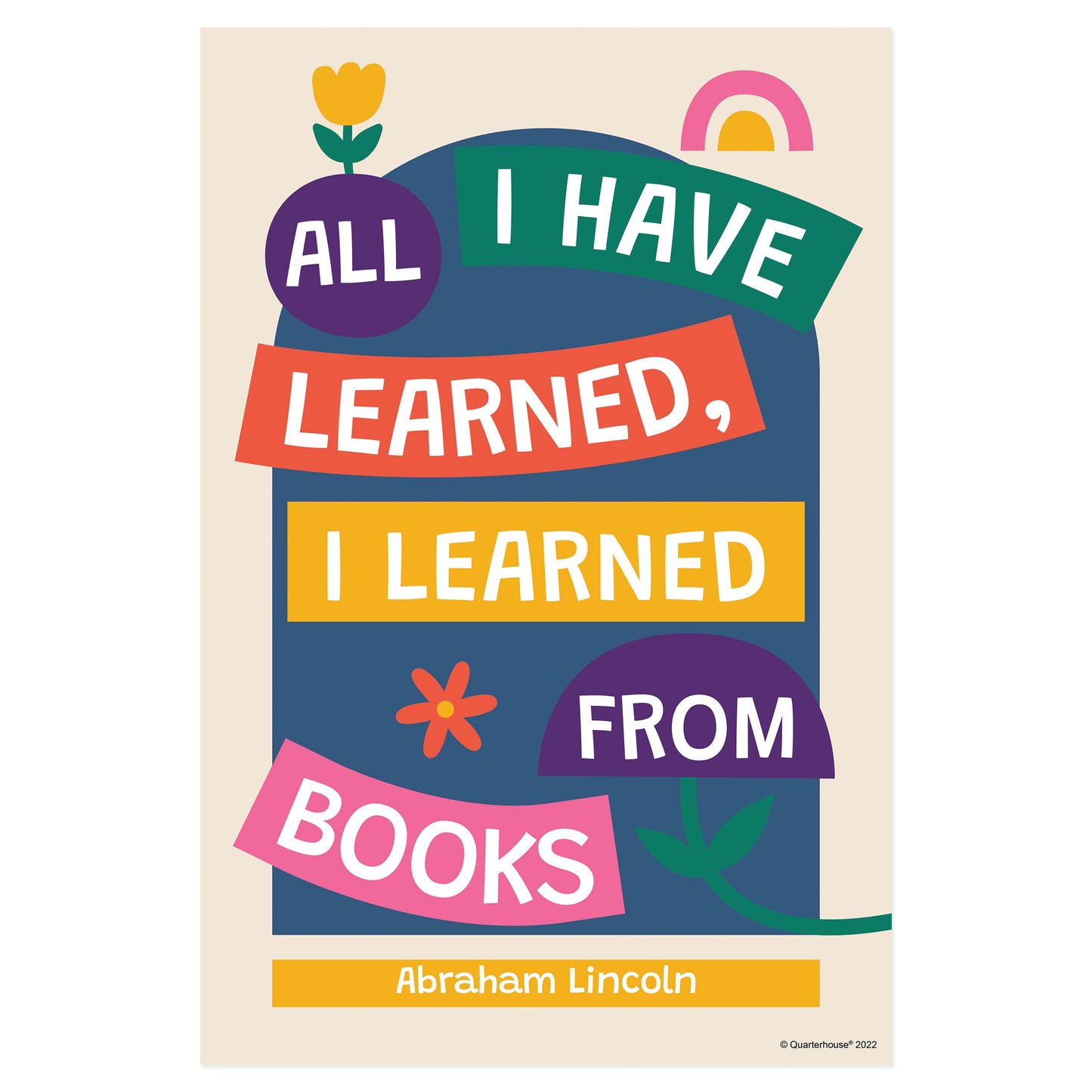 Quarterhouse Reading is Fun Quotes - Abraham Lincoln Poster, English-Language Arts Classroom Materials for Teachers