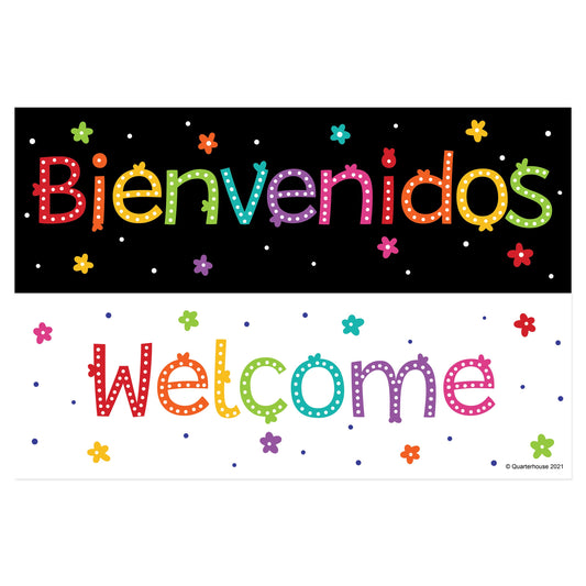 Quarterhouse Spanish Phrases - 'Bienvenidos' Poster, Spanish and ESL Classroom Materials for Teachers