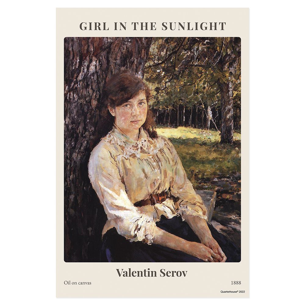 Quarterhouse 'Girl in the Sunlight' Impressionist Painting Poster, Art Classroom Materials for Teachers