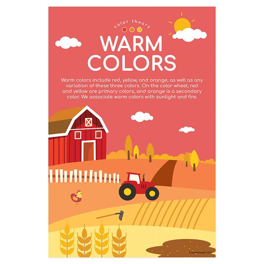 Quarterhouse Warm Colors Art Poster, Art Classroom Materials for Teachers