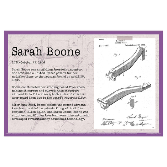 Quarterhouse Black Inventors - Sarah Boone Biographical Poster, STEM and History Classroom Materials for Teachers