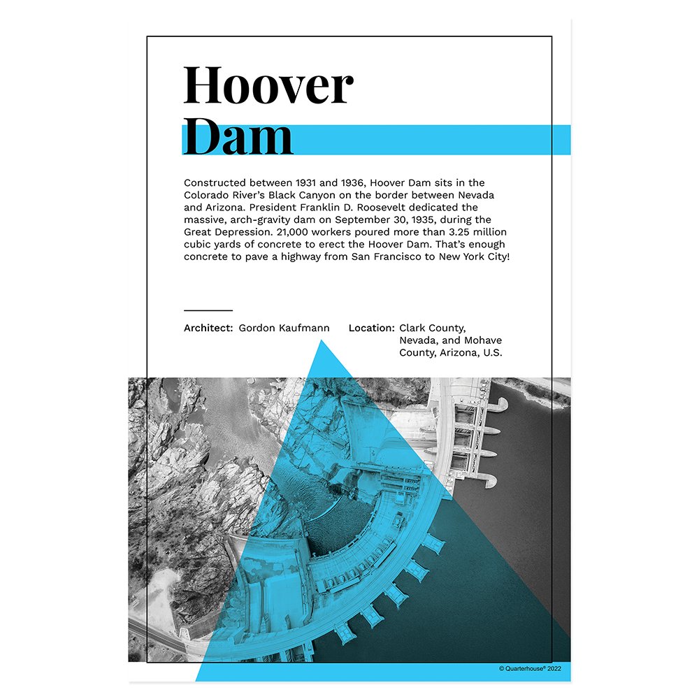 Quarterhouse American Landmarks - Hoover Dam Poster, Social Studies Classroom Materials for Teachers