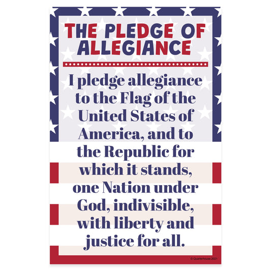 Quarterhouse 'The Pledge of Allegiance' Poster, Social Studies Classroom Materials for Teachers