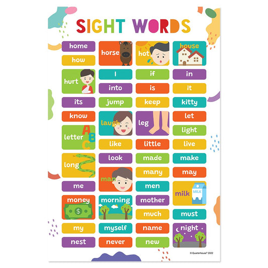 Quarterhouse Sight Words H-N Poster, English-Language Arts Classroom Materials for Teachers