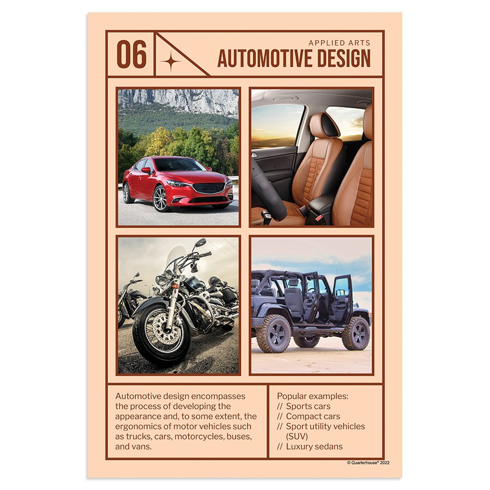 Quarterhouse Automotive Design Poster, Art Classroom Materials for Teachers