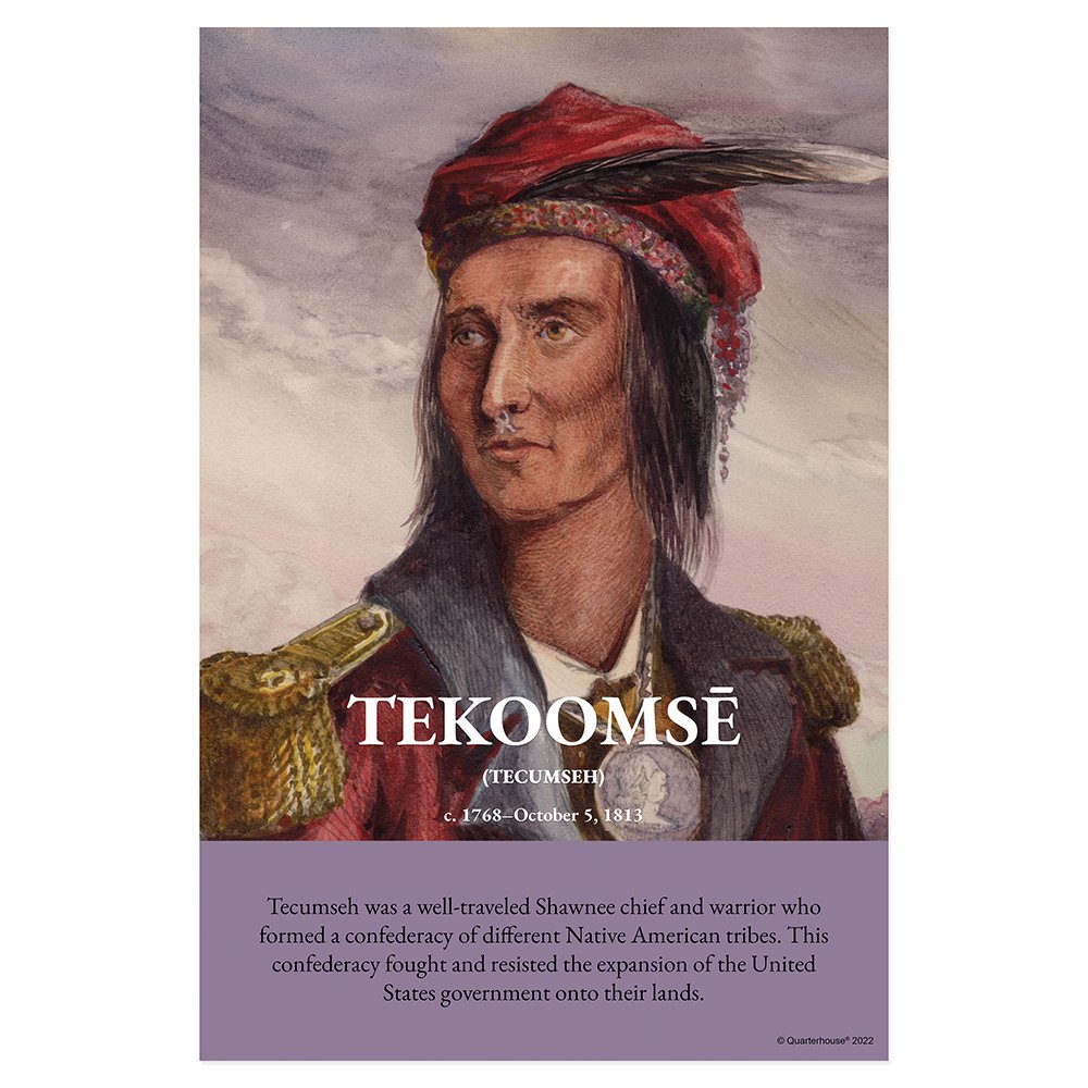 Quarterhouse Native American Heroes - Tecumseh Poster, Social Studies Classroom Materials for Teachers