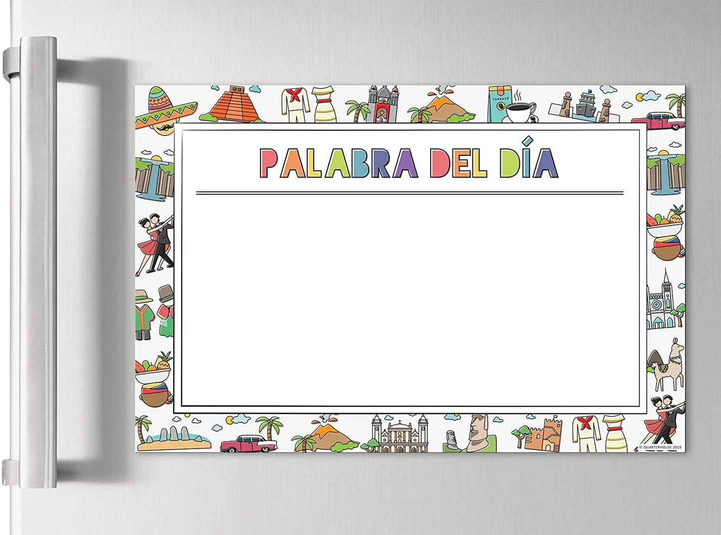 Quarterhouse Spanish Classroom Magnetic Word of The Day (Palabra del Día) Chart - Dry Erase; Sticks to Whiteboards - 18 x 12 Inches