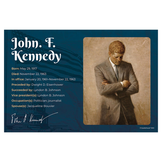 Quarterhouse President John. F. Kennedy Biographical Poster, Social Studies Classroom Materials for Teachers