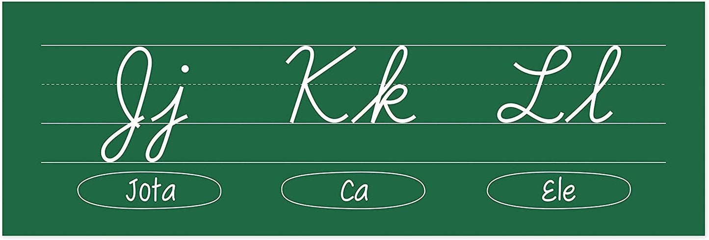 Quarterhouse Cursive Alphabet Line for Classroom Wall - Spanish (Green) Poster Set, Spanish Classroom Learning Materials for K-12 Students and Teachers, Set of 9, 12 x 18 Inches, Extra Durable