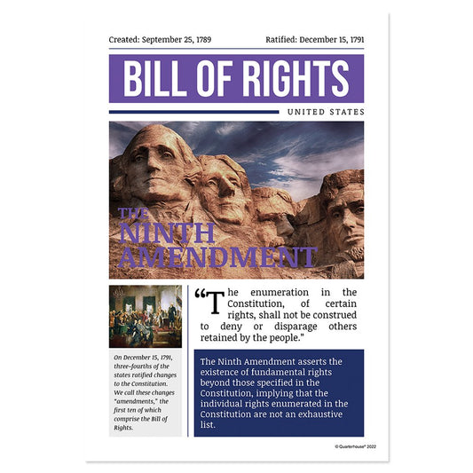 Quarterhouse Ninth Amendment Poster, Social Studies Classroom Materials for Teachers