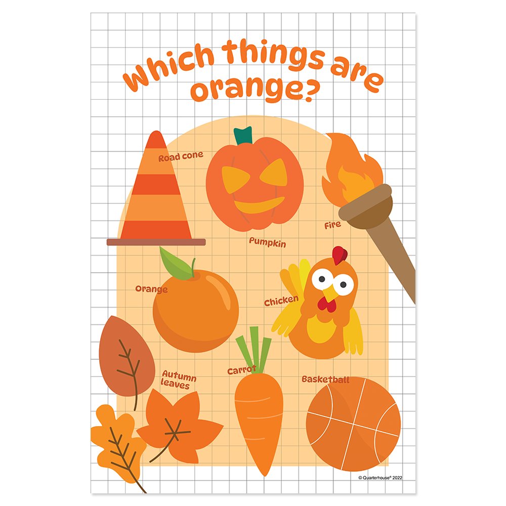 Quarterhouse Orange Color Poster, Art Classroom Materials for Teachers