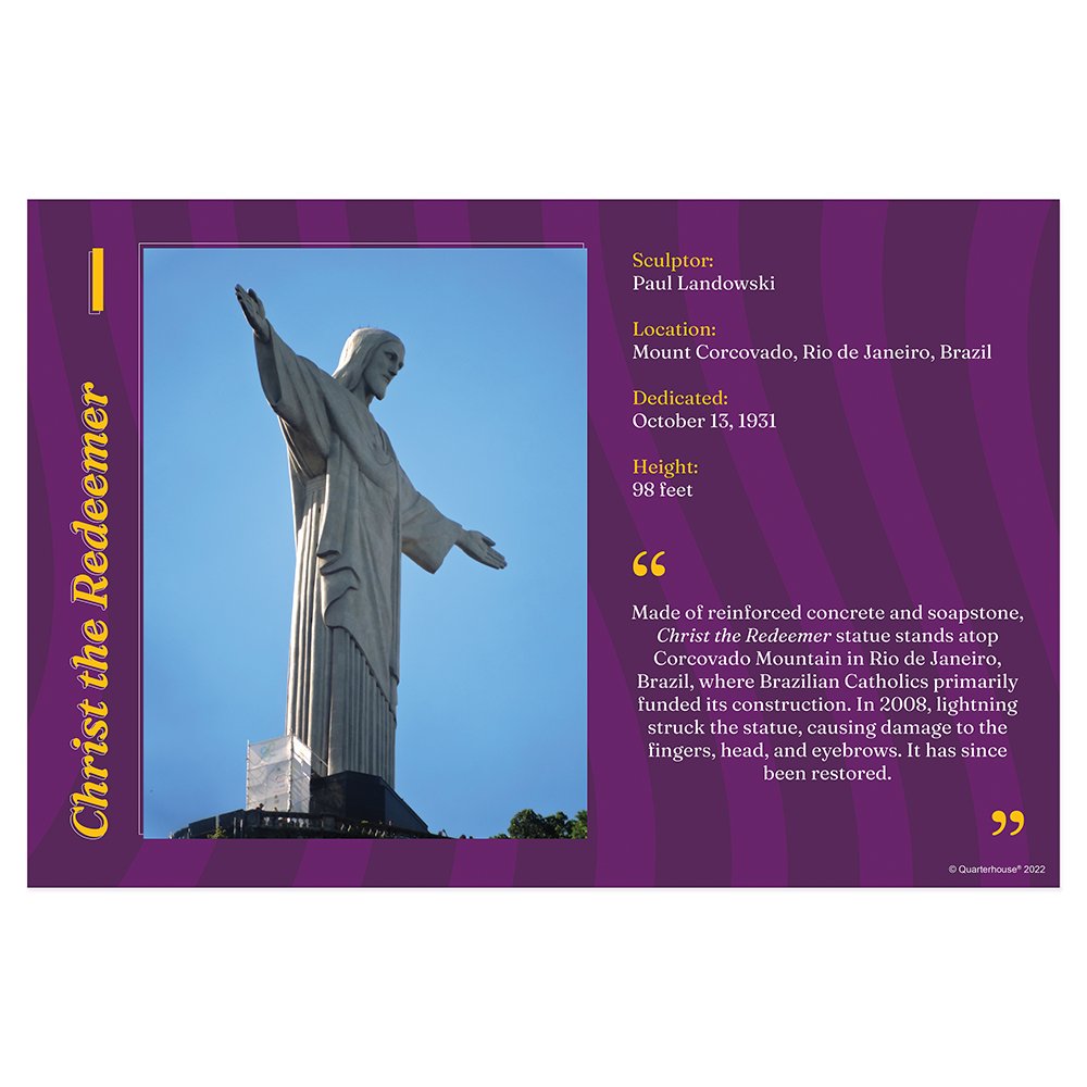 Quarterhouse Famous Statues - Christ the Redeemer Poster, Social Studies Classroom Materials for Teachers