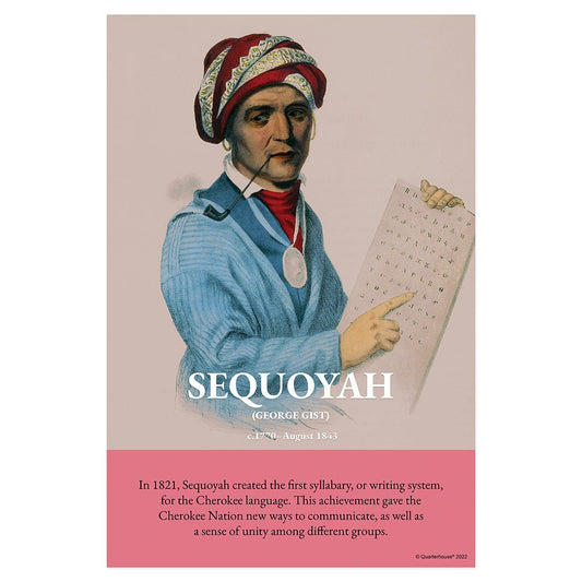 Quarterhouse Native American Heroes - Sequoyah Poster, Social Studies Classroom Materials for Teachers