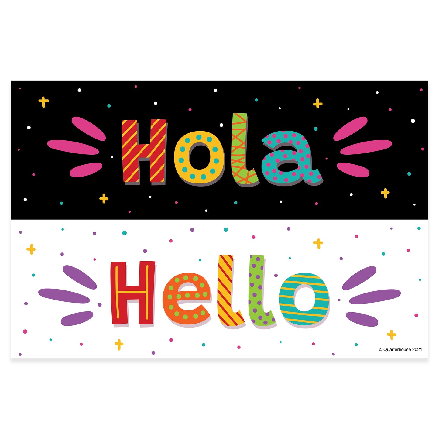 Quarterhouse Spanish Words - 'Hola' Poster, Spanish and ESL Classroom Materials for Teachers
