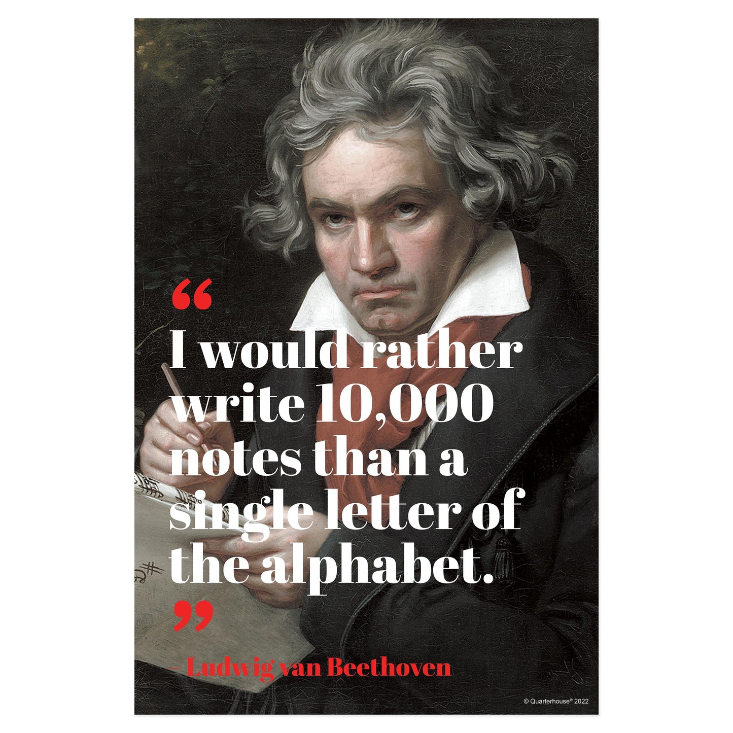 Quarterhouse Ludwig Van Beethoven Motivational Poster, Music Classroom Materials for Teachers