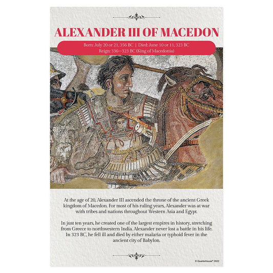 Quarterhouse Alexander III of Macedon Biographical Poster, Social Studies Classroom Materials for Teachers