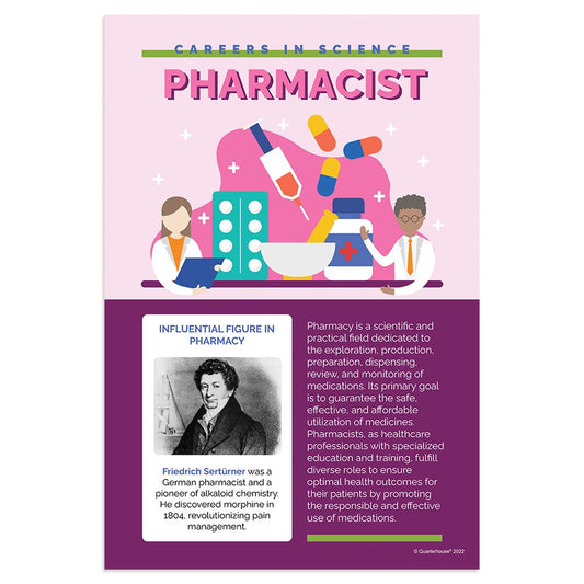 Quarterhouse Pharmacist Career Poster, Science Classroom Materials for Teachers