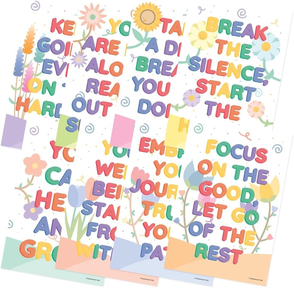 Quarterhouse Mental Health Poster Set, Psychology Classroom Learning Materials for K-12 Students and Teachers, Set of 8, 12x18, Extra Durable