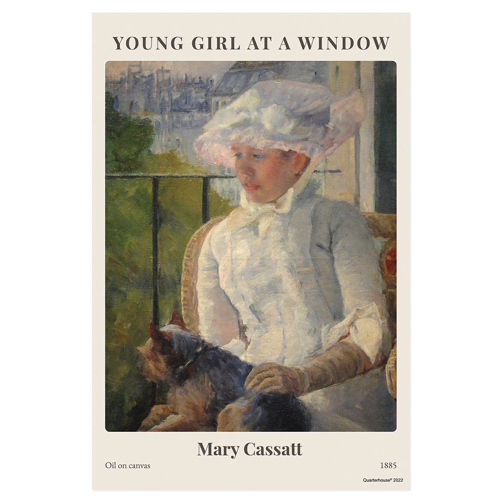 Quarterhouse 'Young Girl at a Window' Impressionist Painting Poster, Art Classroom Materials for Teachers