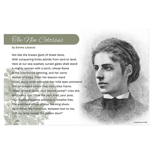 Quarterhouse Emma Lazarus Poetry Motivation Poster, English-Language Arts Classroom Materials for Teachers