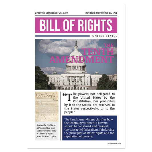 Quarterhouse Tenth Amendment Poster, Social Studies Classroom Materials for Teachers