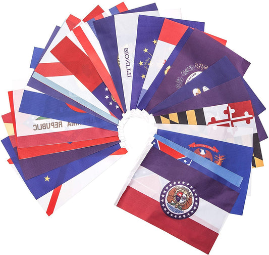 Quarterhouse American State Flags - 25 States (Alabama-Missouri) Per String - Polyester, 8 x 12 Inches