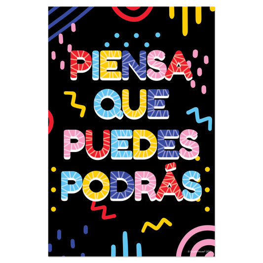 Quarterhouse 'Piensa que puedes y podrás' Spanish Motivational Poster, Spanish and ESL Classroom Materials for Teachers