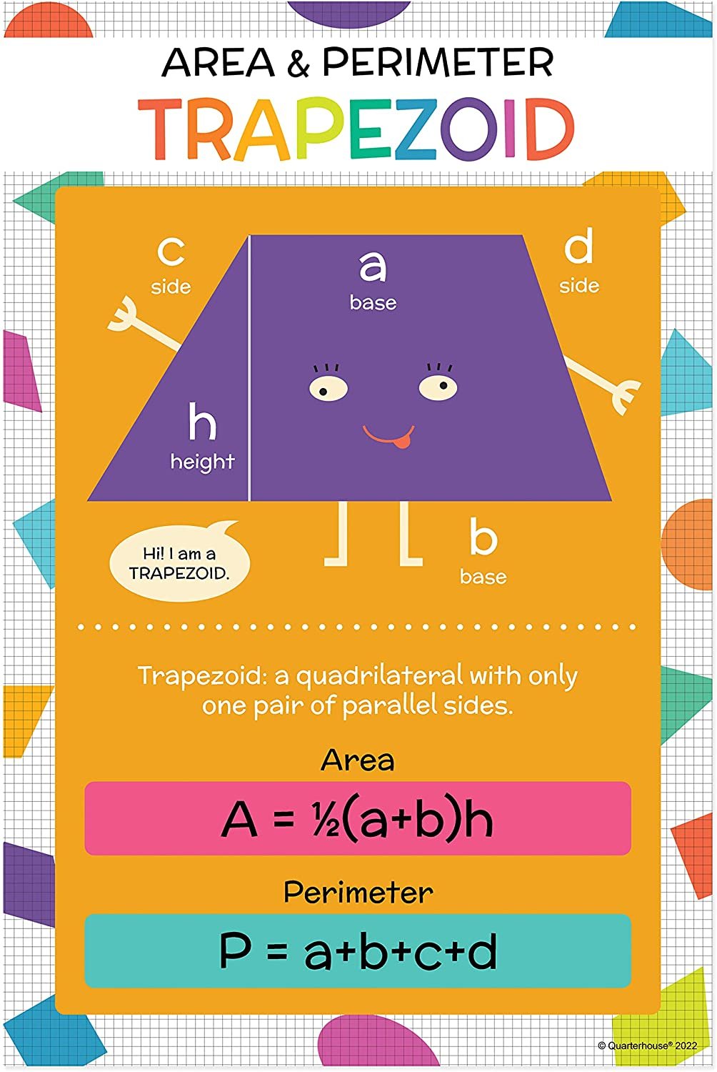 Quarterhouse Intro to Geometry - Shapes Poster Set, Math Classroom Learning Materials for K-12 Students and Teachers, Set of 6, 12 x 18 Inches, Extra Durable