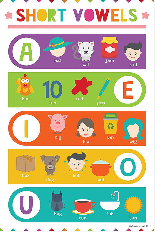 Quarterhouse Phonics Poster Set, English - Language Arts Classroom Learning Materials for K-12 Students and Teachers, Set of 8, 12 x 18 Inches, Extra Durable