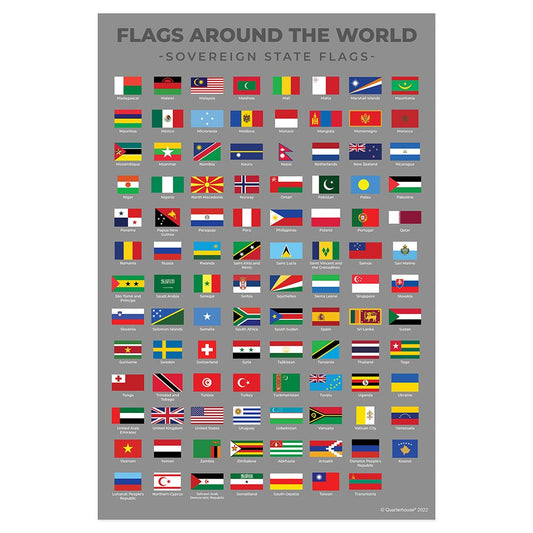 Quarterhouse Flags Around the World (Countries M - Z Plus Disputed Territories) Poster, Social Studies Classroom Materials for Teachers