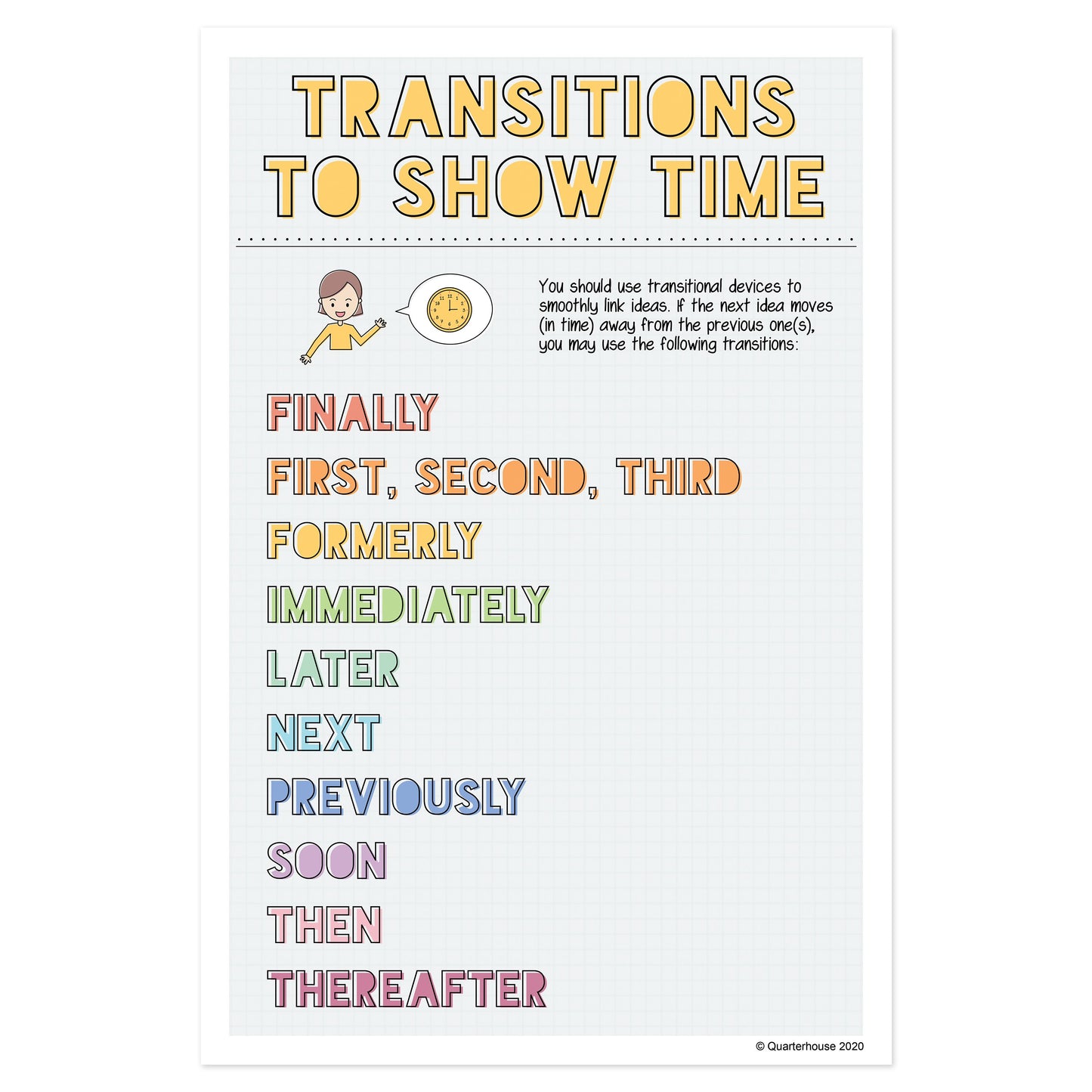 Quarterhouse Transitions to Show Time Poster, English-Language Arts Classroom Materials for Teachers