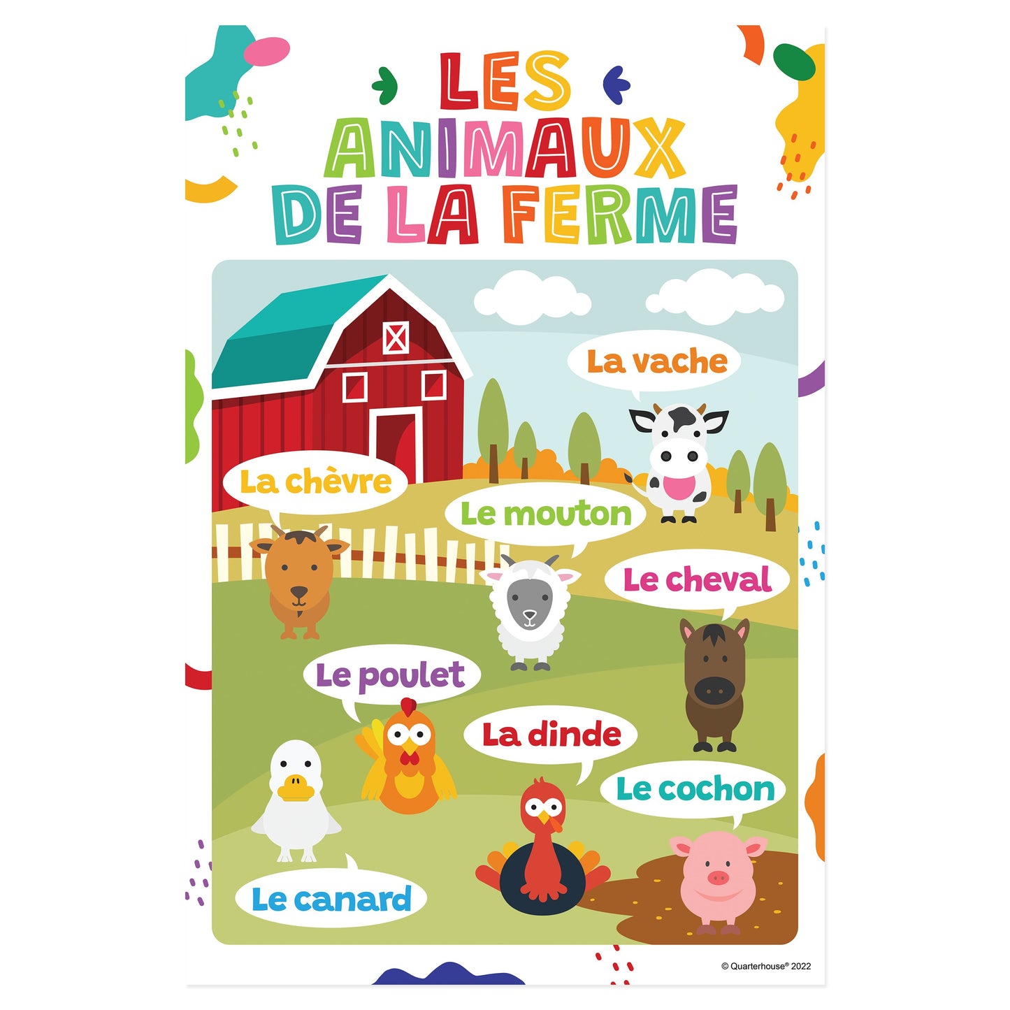 Quarterhouse Beginner French - Farm Animals Poster, French and ESL Classroom Materials for Teachers
