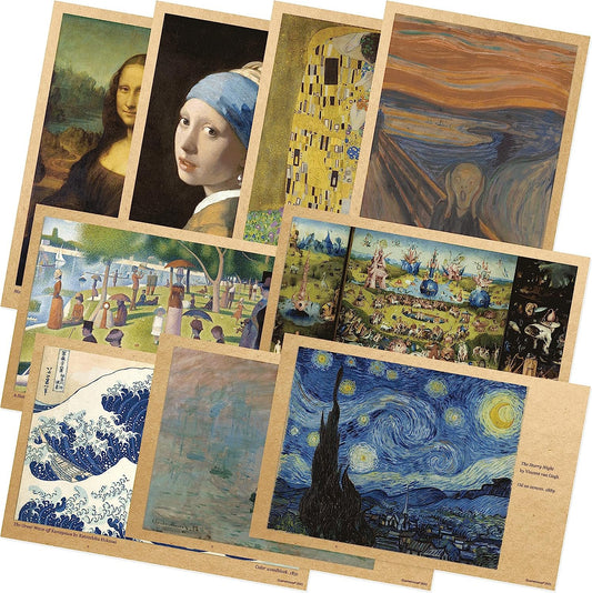 Quarterhouse Famous Paintings in History Poster Set, Art Classroom Learning Materials for K-12 Students and Teachers, Set of 9, 12 x 18 Inches, Extra Durable