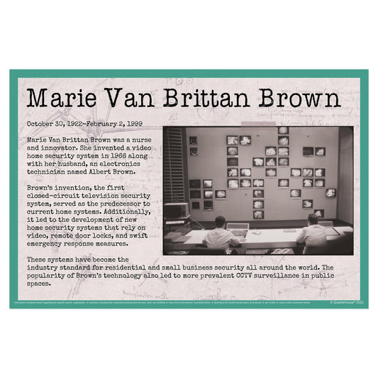 Quarterhouse Black Inventors - Marie Van Brittan Brown Biographical Poster, STEM and History Classroom Materials for Teachers