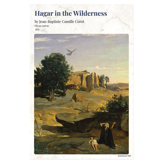 Quarterhouse 'Hagar in the Wilderness' Romancism Painting Poster, Art Classroom Materials for Teachers