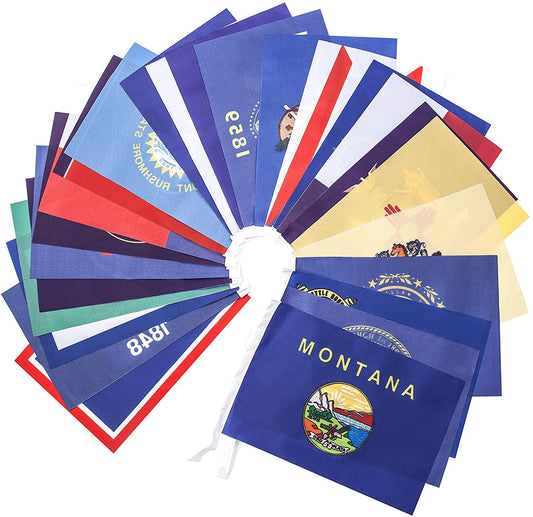 Quarterhouse American State Flags - 25 States (Montana-Wyoming) Per String - Polyester, 8 x 12 Inches