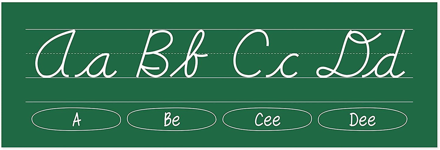 Quarterhouse Cursive Alphabet Line for Classroom Wall - English (Green) Poster Set, English - Language Arts Classroom Learning Materials for K-12 Students and Teachers, Set of 7, 12 x 18 Inches, Extra Durable