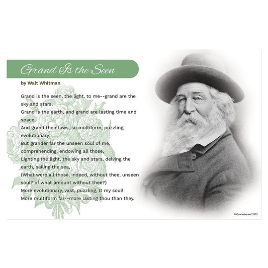 Quarterhouse Walt Whitman Poetry Motivation Poster, English-Language Arts Classroom Materials for Teachers