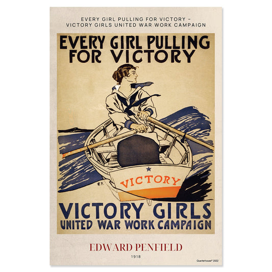 Quarterhouse WWI, 'Every Girl Pulling For Victory' Poster, Social Studies Classroom Materials for Teachers